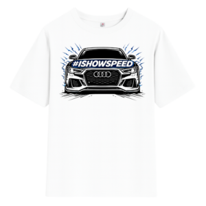 Тениска Ауди #ISHOWSPEED - бяла