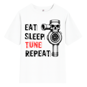 Тениска EAT | SLEEP | TUNE | REPEAT - бяла