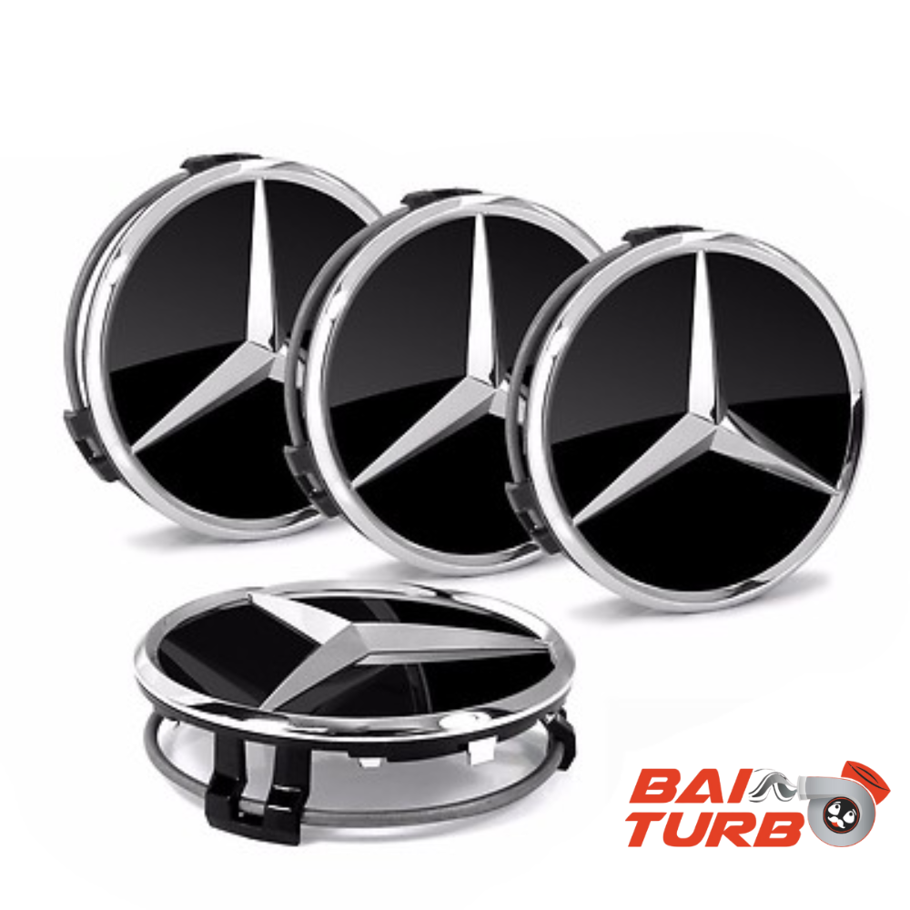Мерцедес капaчка черна (gloss black) 75мм | BaiTurbo